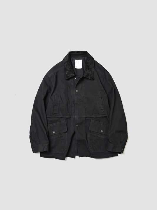 ANCELLM / AGING DENIM HALF JACKET -BLACK