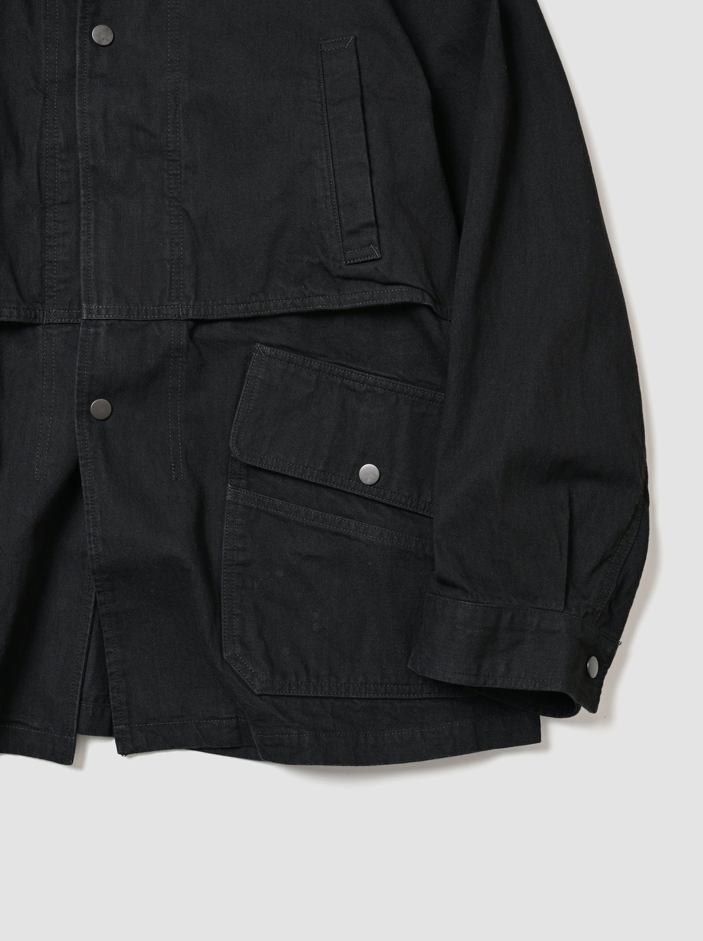 ANCELLM / AGING DENIM HALF JACKET -BLACK