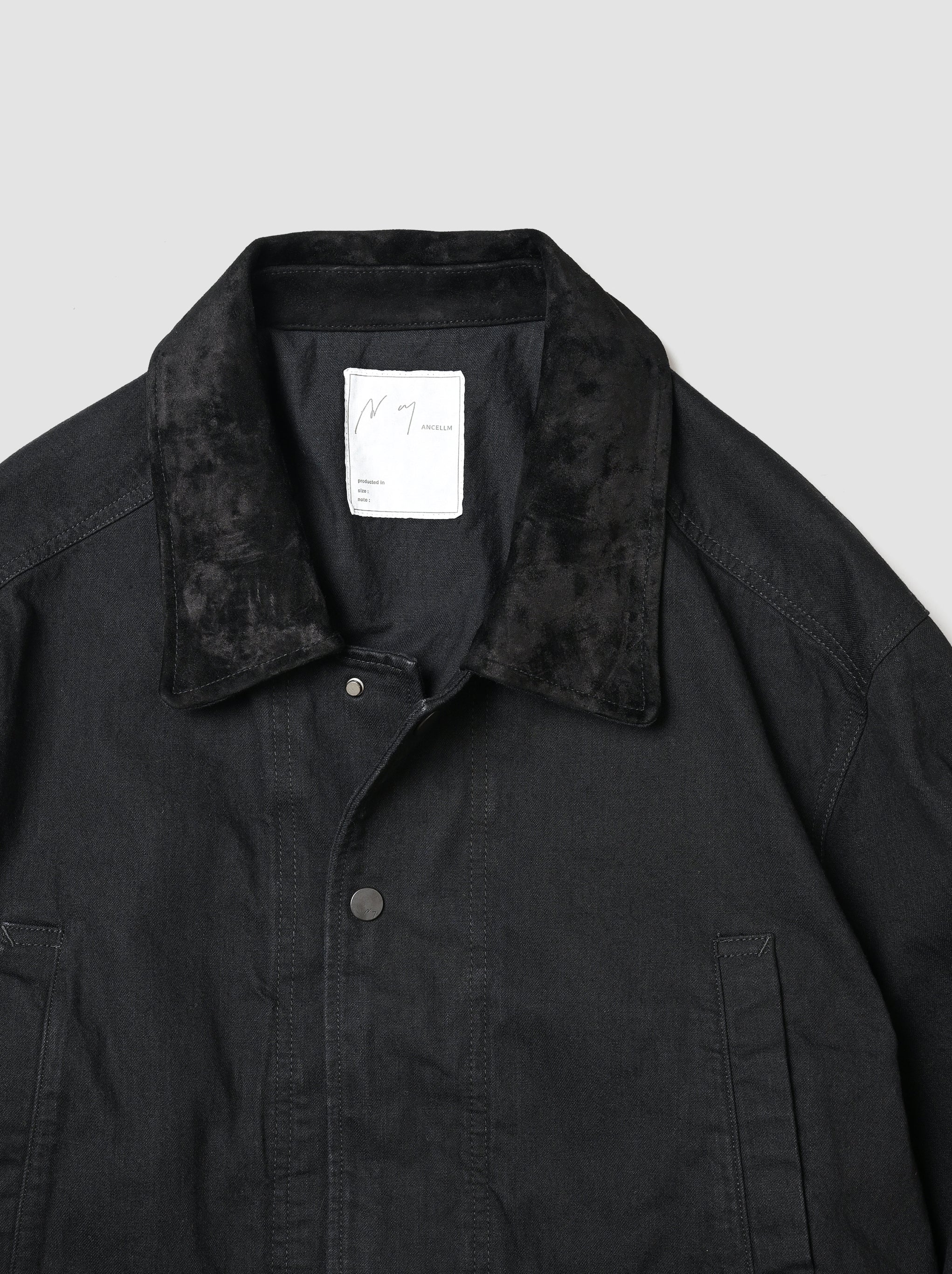 ANCELLM / AGING DENIM HALF JACKET -BLACK – and father