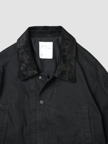 ANCELLM / AGING DENIM HALF JACKET -BLACK