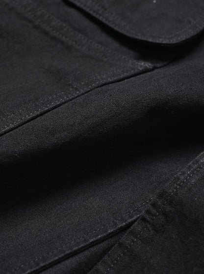 ANCELLM / AGING DENIM HALF JACKET -BLACK