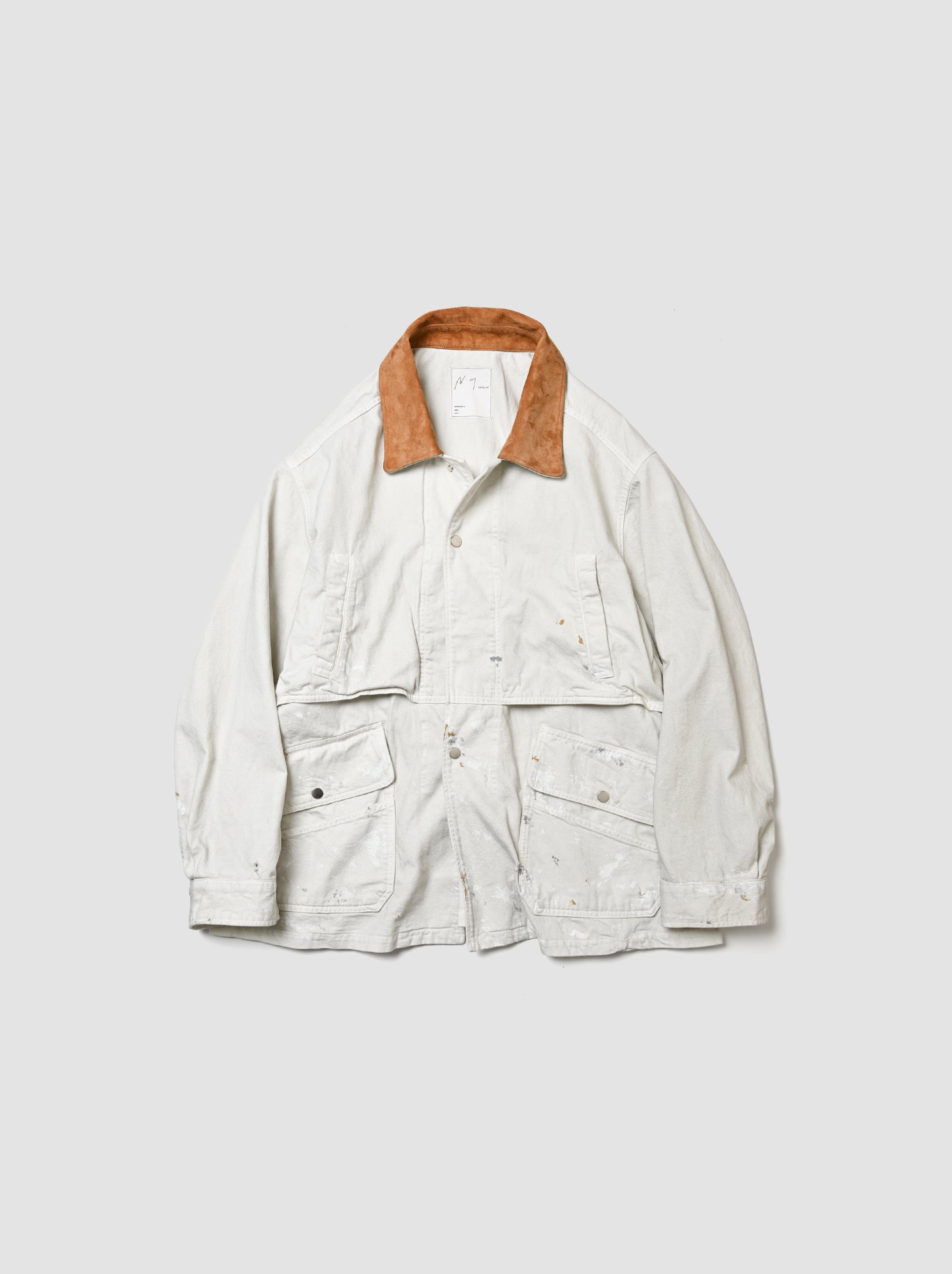 ANCELLM / AGING DENIM HALF JACKET -G.WHITE