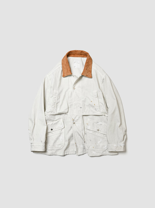 ANCELLM / AGING DENIM HALF JACKET -G.WHITE