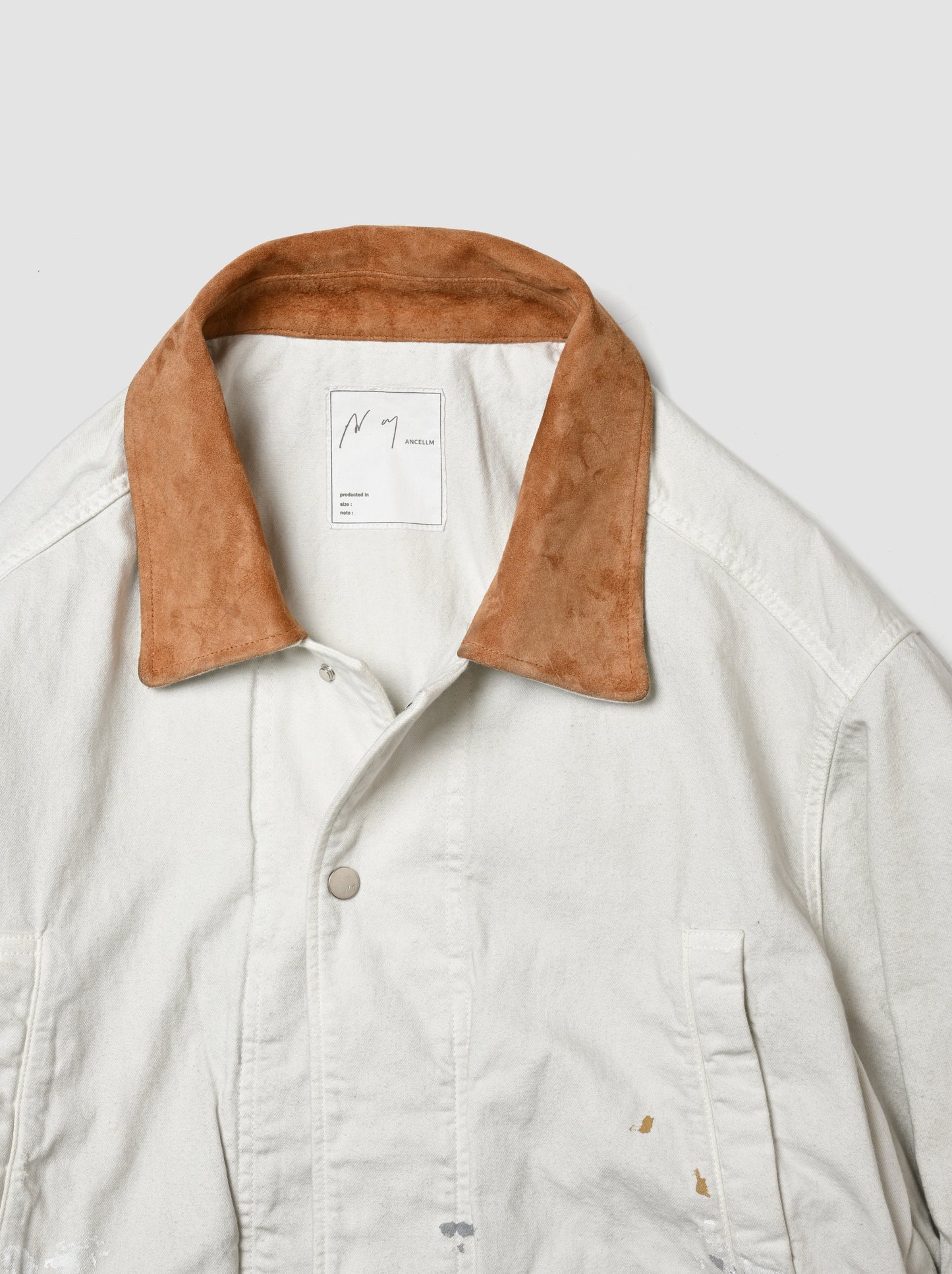 ANCELLM / AGING DENIM HALF JACKET -G.WHITE