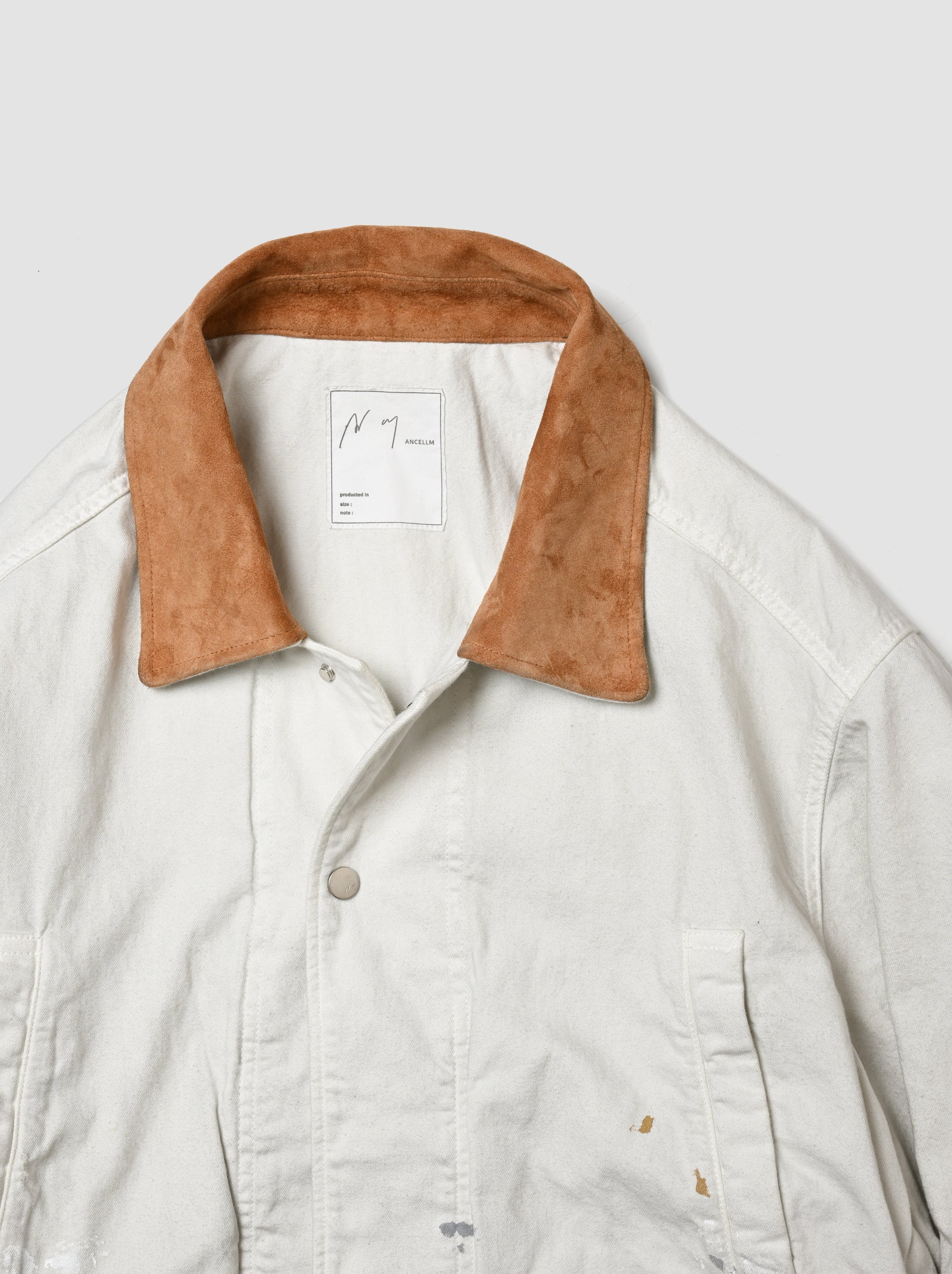 ANCELLM / AGING DENIM HALF JACKET -G.WHITE