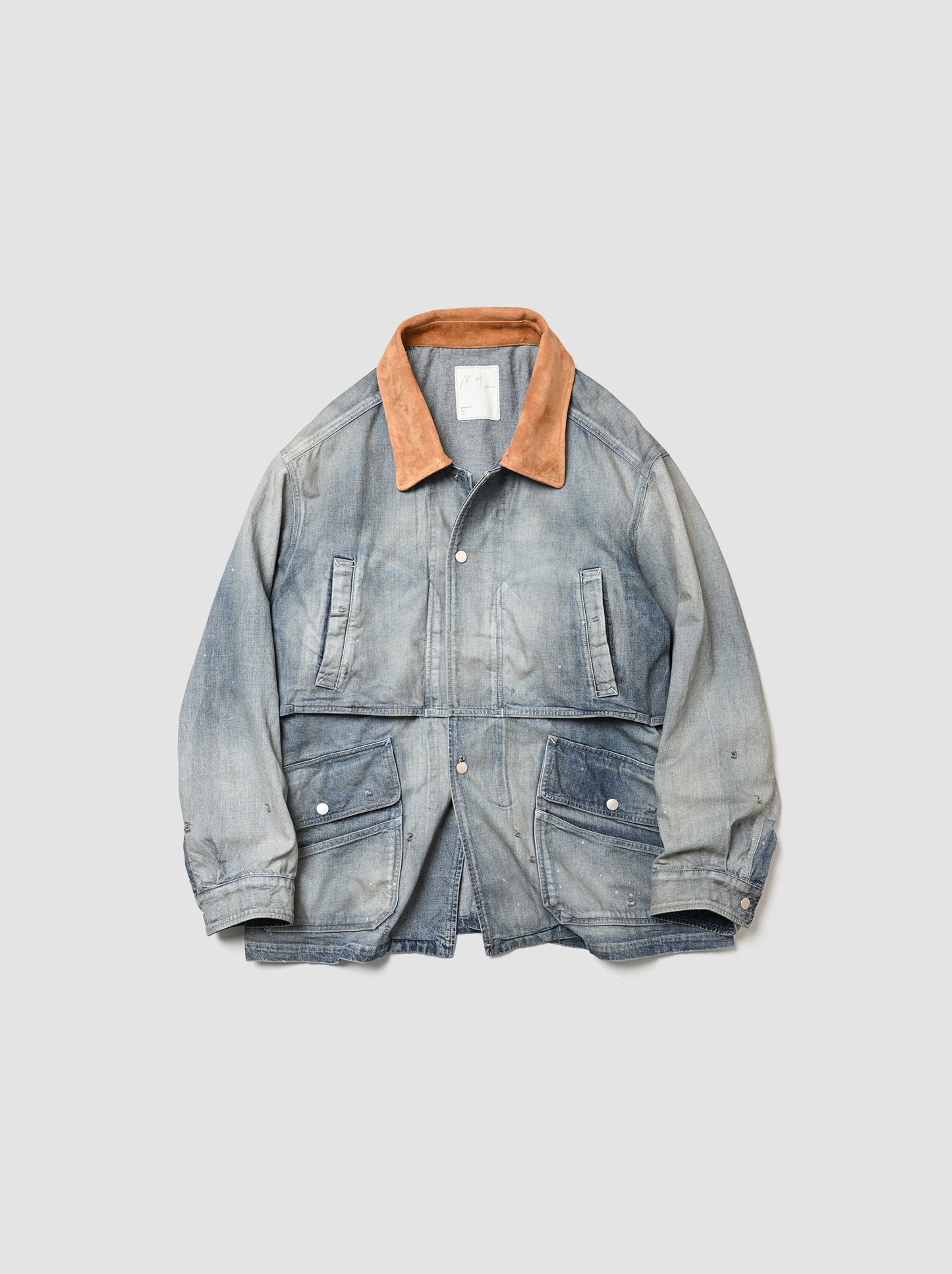 ANCELLM / AGING DENIM HALF JACKET -INDIGO