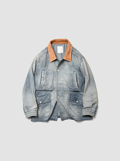 ANCELLM / AGING DENIM HALF JACKET -INDIGO