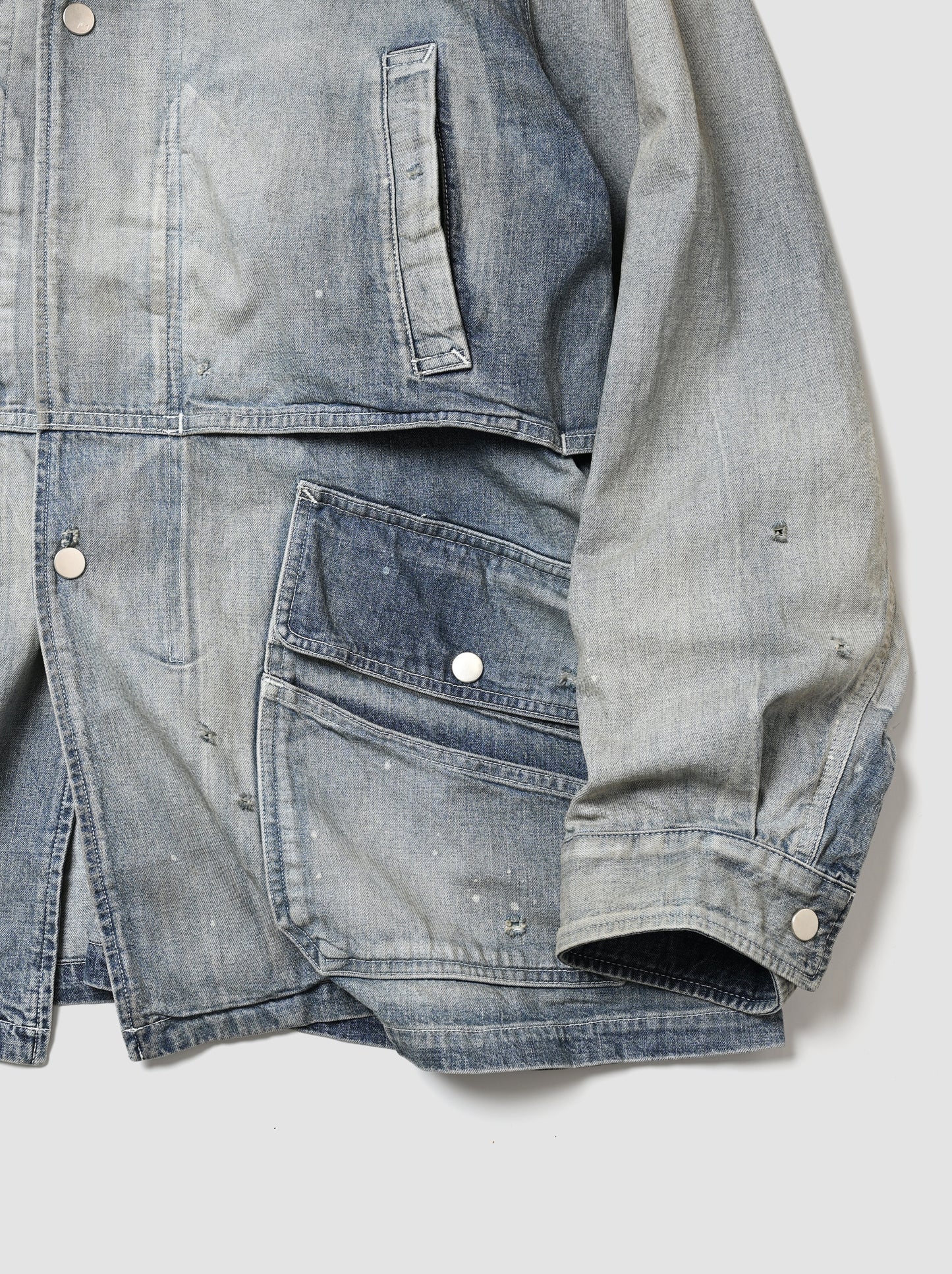 ANCELLM / AGING DENIM HALF JACKET -INDIGO