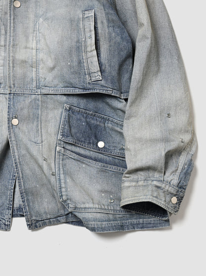 ANCELLM / AGING DENIM HALF JACKET -INDIGO