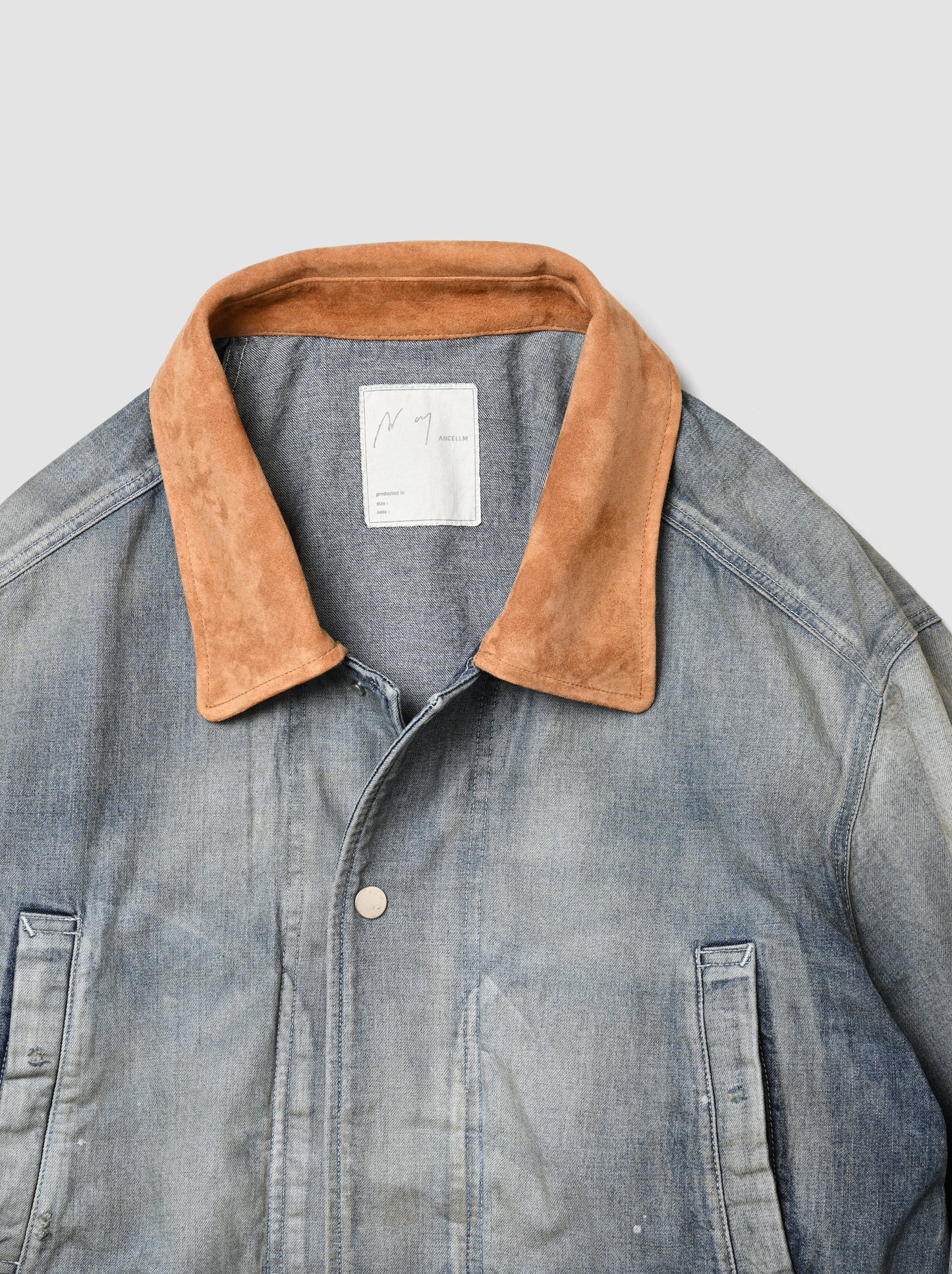 ANCELLM / AGING DENIM HALF JACKET -INDIGO