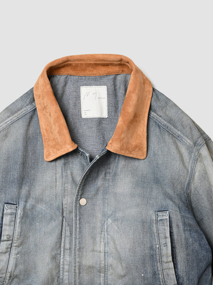ANCELLM / AGING DENIM HALF JACKET -INDIGO