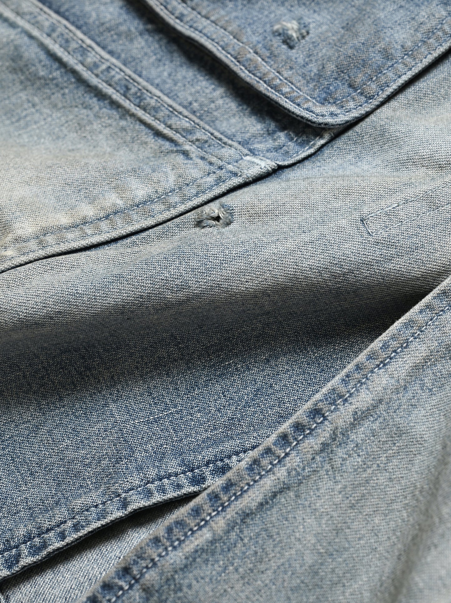 ANCELLM / AGING DENIM HALF JACKET -INDIGO