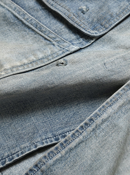 ANCELLM / AGING DENIM HALF JACKET -INDIGO