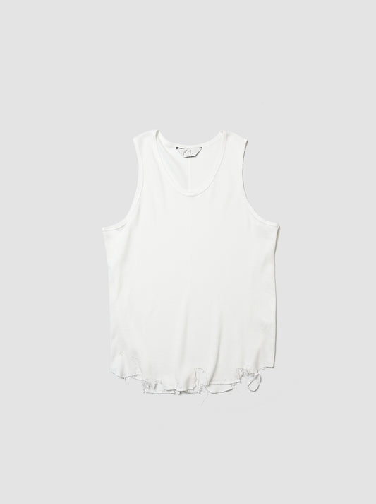 ANCELLM / DAMAGE WAFFLE TANK -WHITE