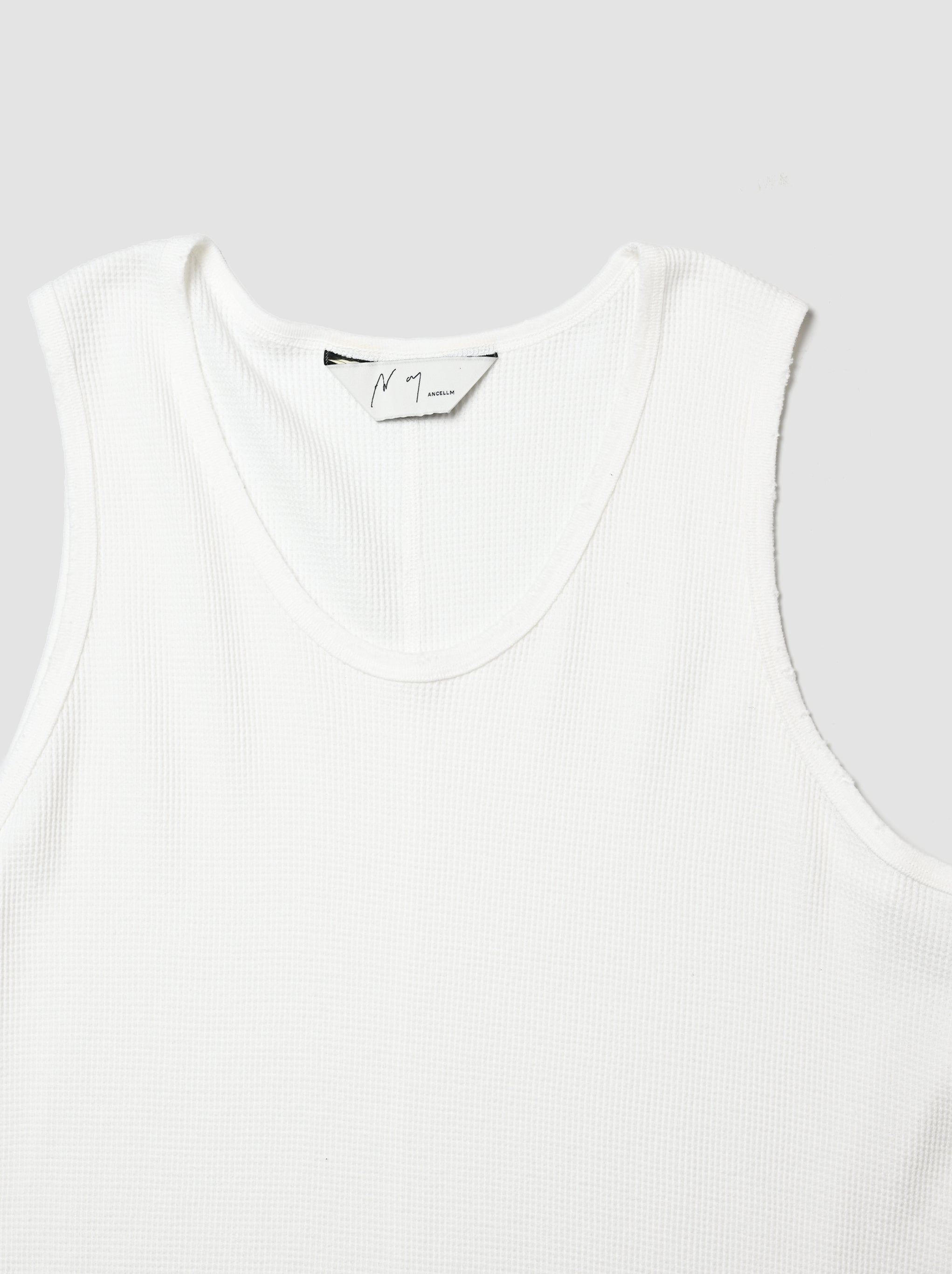 ANCELLM / DAMAGE WAFFLE TANK -WHITE