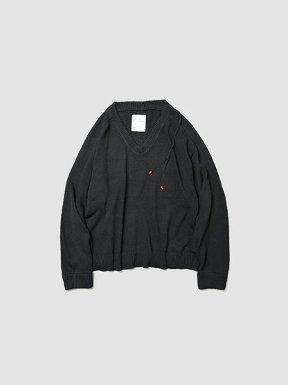ANCELLM / UV NECK KNIT -BLACK