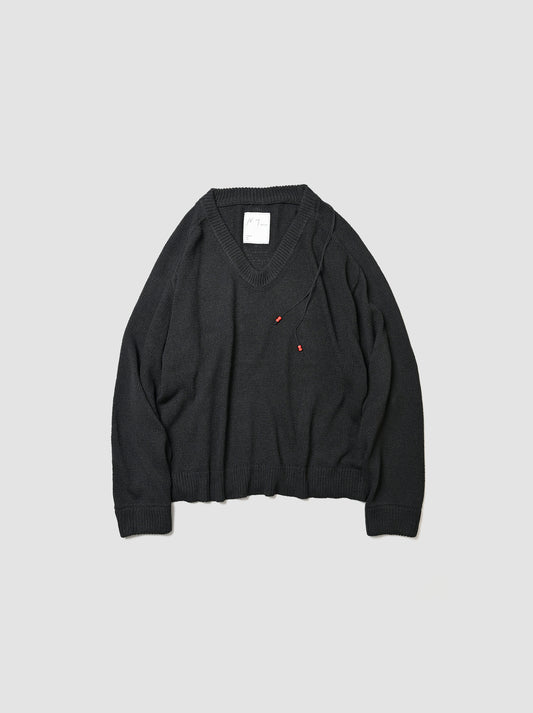 ANCELLM / UV NECK KNIT -BLACK