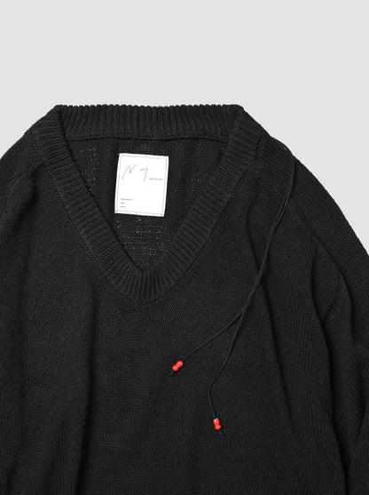 ANCELLM / UV NECK KNIT -BLACK