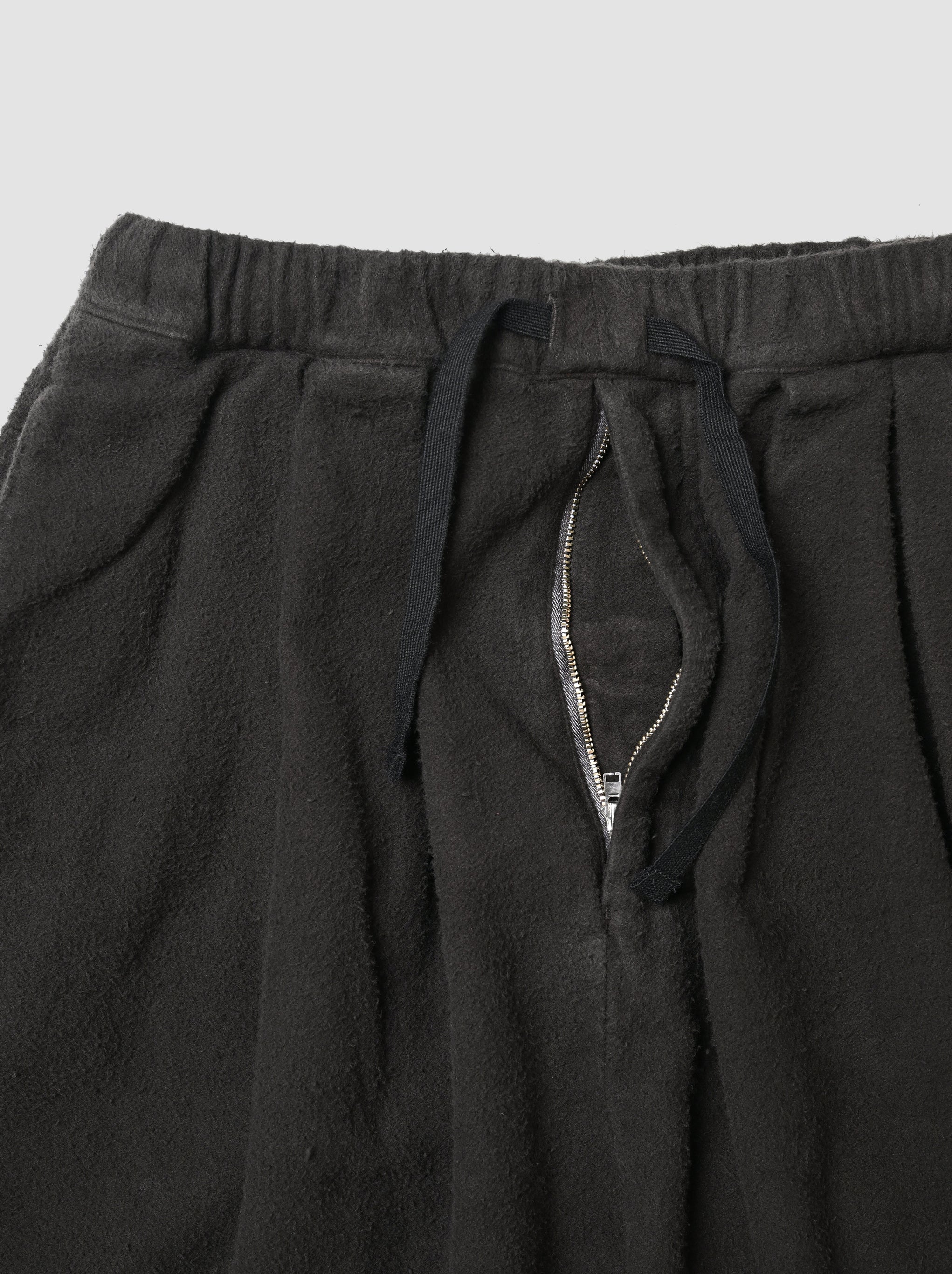 ANCELLM / BRUSHED COTTON WIDE CROPPED PANTS -BLACK