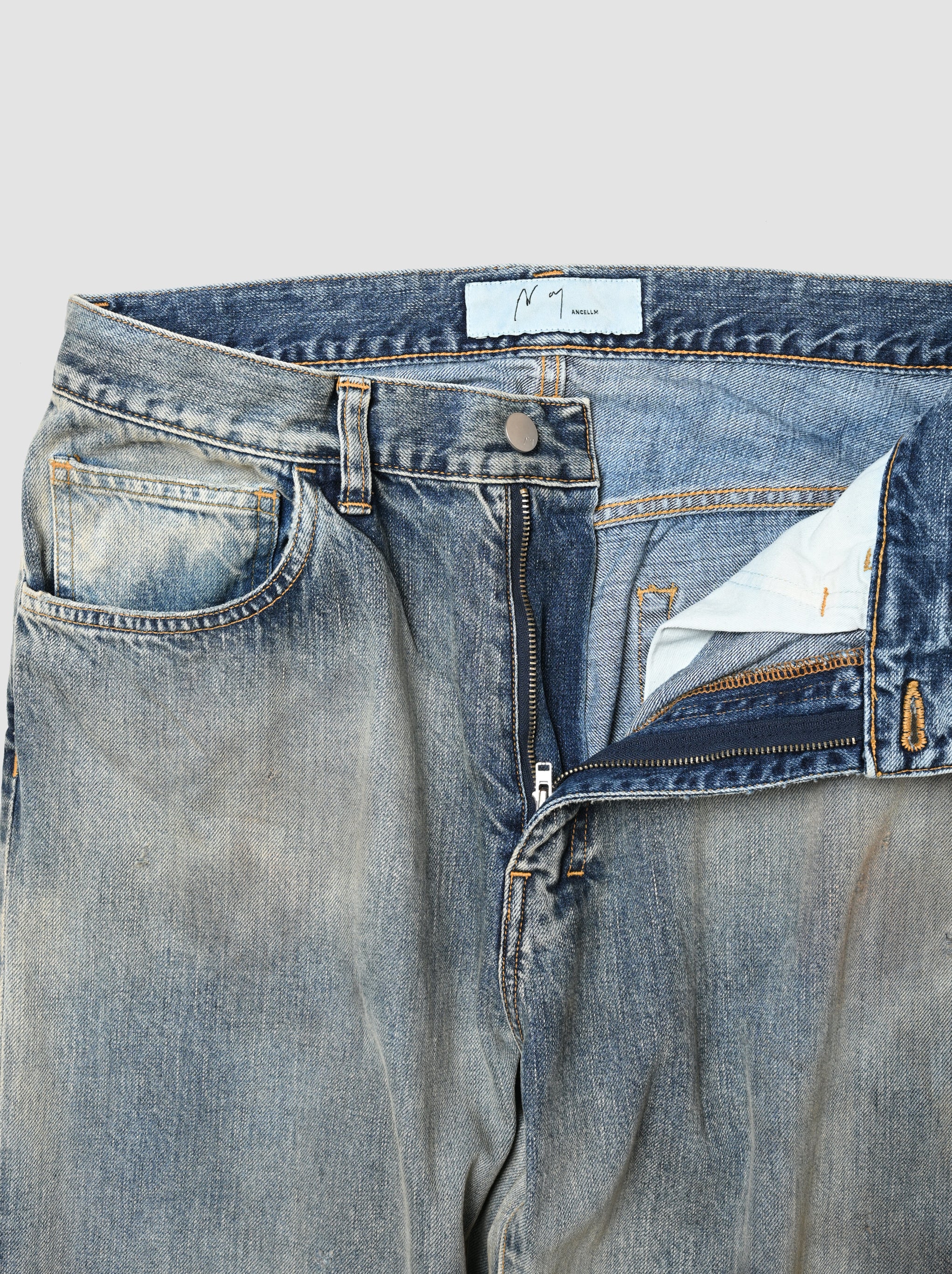 ANCELLM / CUT-OFF LENGTH DENIM PANTS -INDIGO