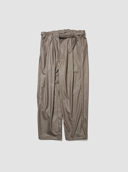 ANCELLM / WOOL SATIN BELT-LESS SLACKS -CHARCOAL