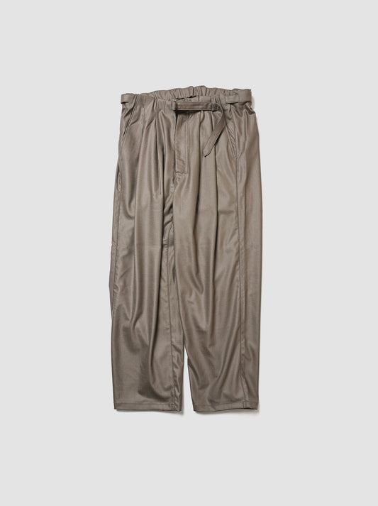 ANCELLM / WOOL SATIN BELT-LESS SLACKS -CHARCOAL