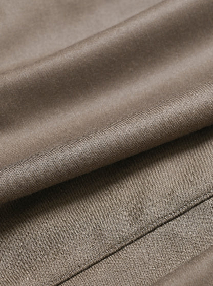 ANCELLM / WOOL SATIN BELT-LESS SLACKS -CHARCOAL