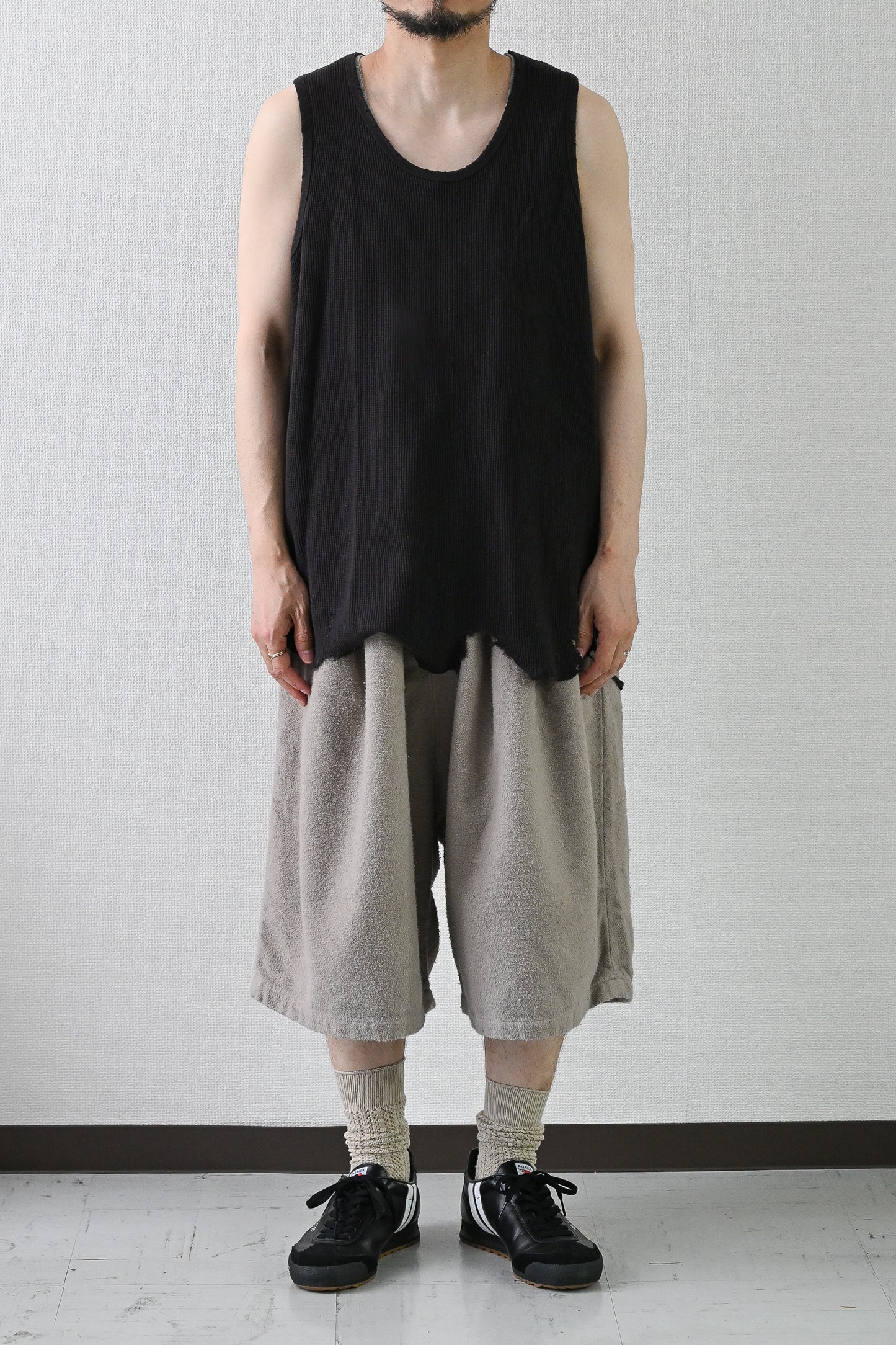 ANCELLM / BRUSHED COTTON WIDE CROPPED PANTS -GREIGE