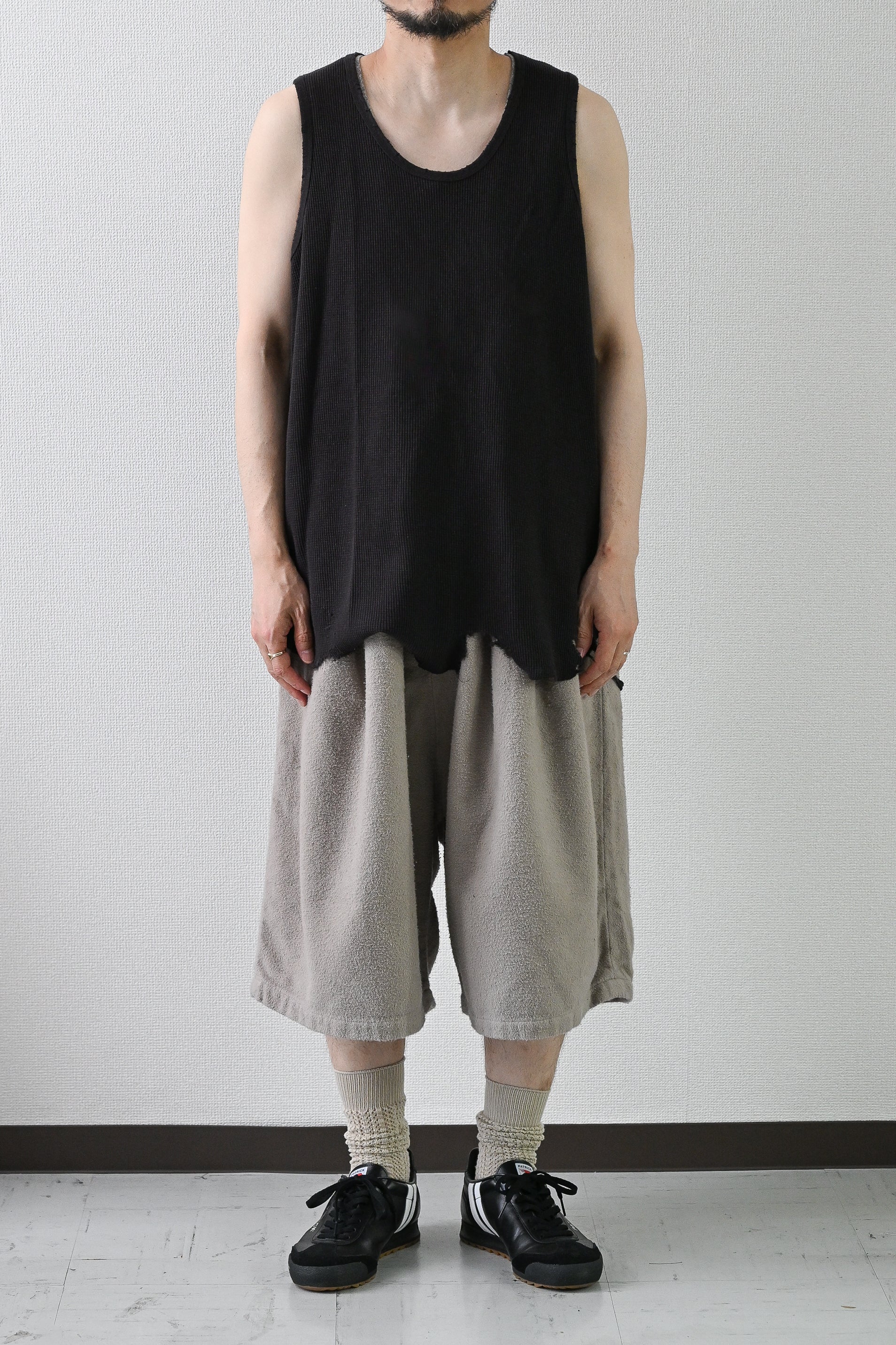 ANCELLM / BRUSHED COTTON WIDE CROPPED PANTS -GREIGE