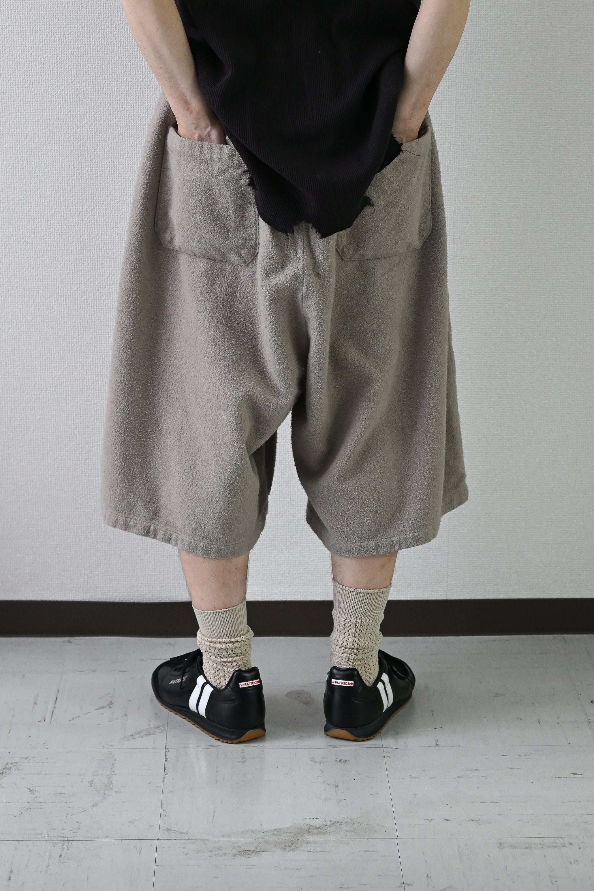 ANCELLM / BRUSHED COTTON WIDE CROPPED PANTS -GREIGE