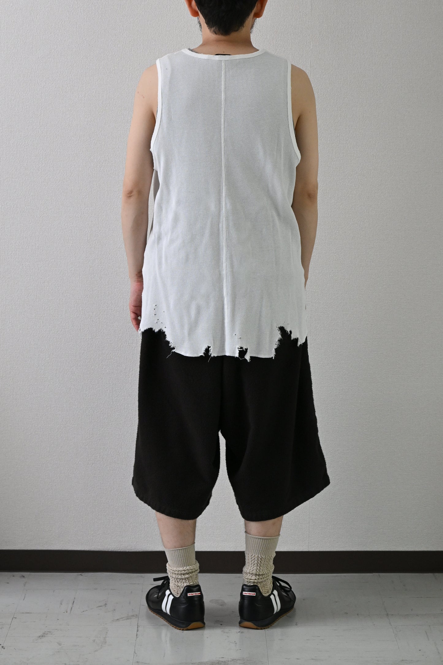 ANCELLM / DAMAGE WAFFLE TANK -WHITE