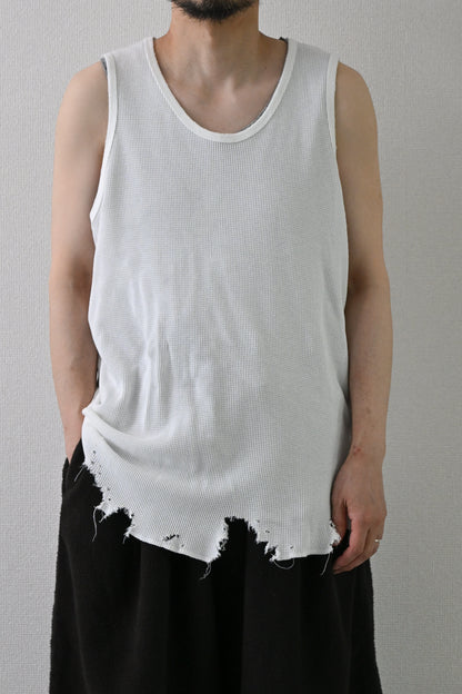 ANCELLM / DAMAGE WAFFLE TANK -WHITE