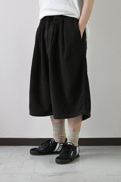 ANCELLM / BRUSHED COTTON WIDE CROPPED PANTS -BLACK