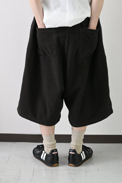 ANCELLM / BRUSHED COTTON WIDE CROPPED PANTS -BLACK