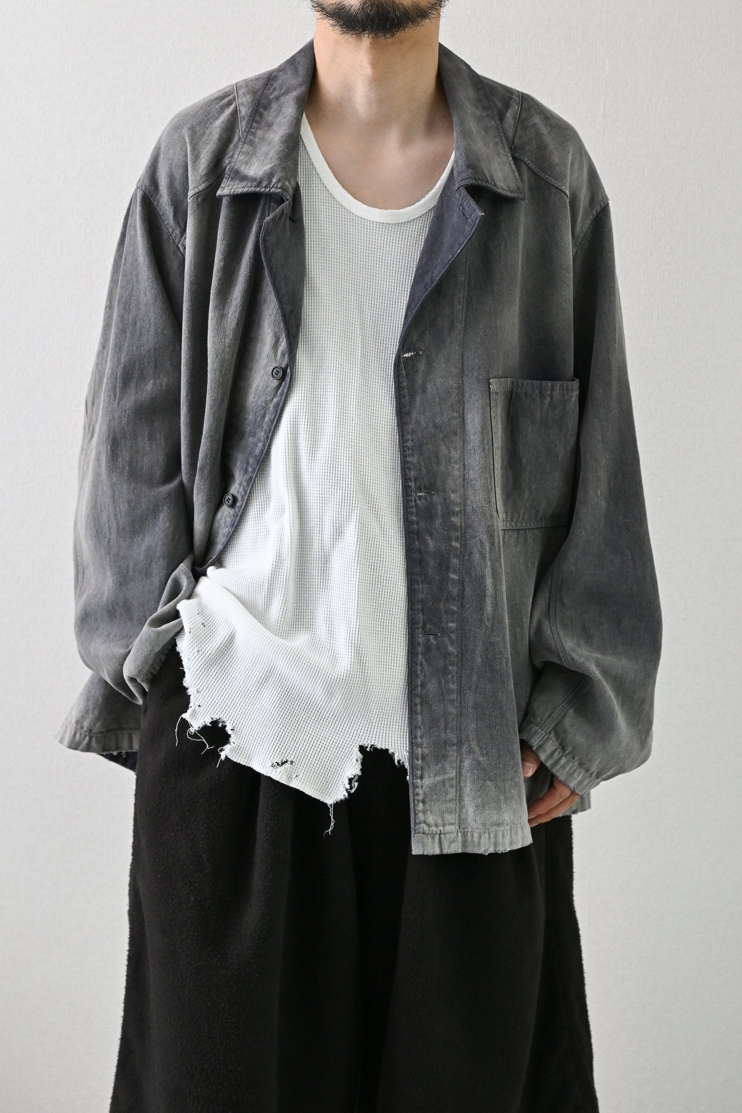 ANCELLM / DAMAGE WAFFLE TANK -WHITE