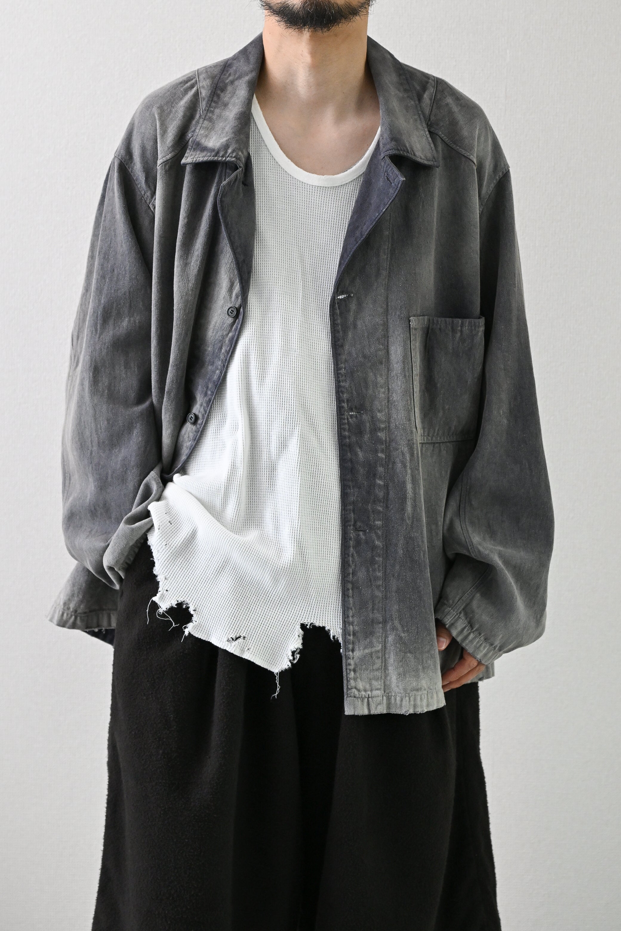 ANCELLM / DAMAGE WAFFLE TANK -WHITE