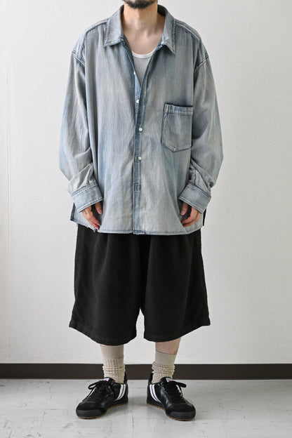 ANCELLM / BRUSHED COTTON WIDE CROPPED PANTS -BLACK