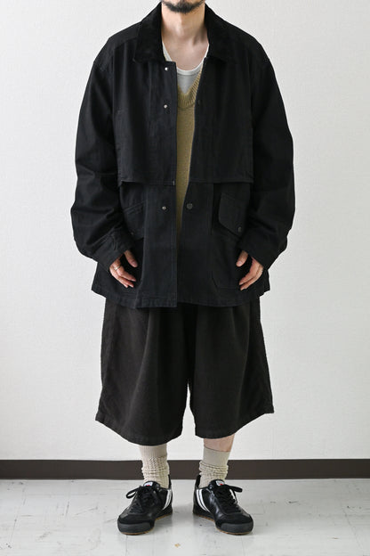 ANCELLM / AGING DENIM HALF JACKET -BLACK