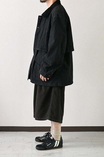 ANCELLM / AGING DENIM HALF JACKET -BLACK