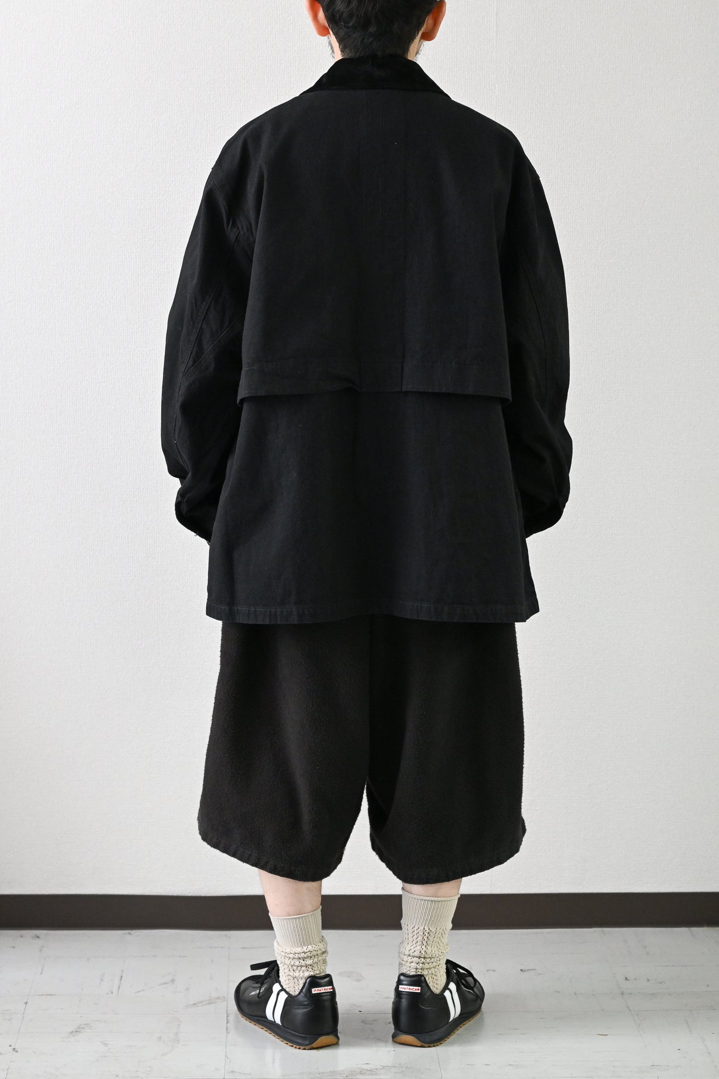 ANCELLM / AGING DENIM HALF JACKET -BLACK