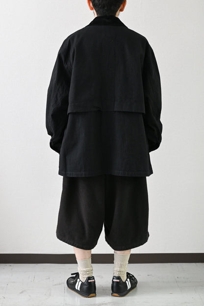 ANCELLM / AGING DENIM HALF JACKET -BLACK