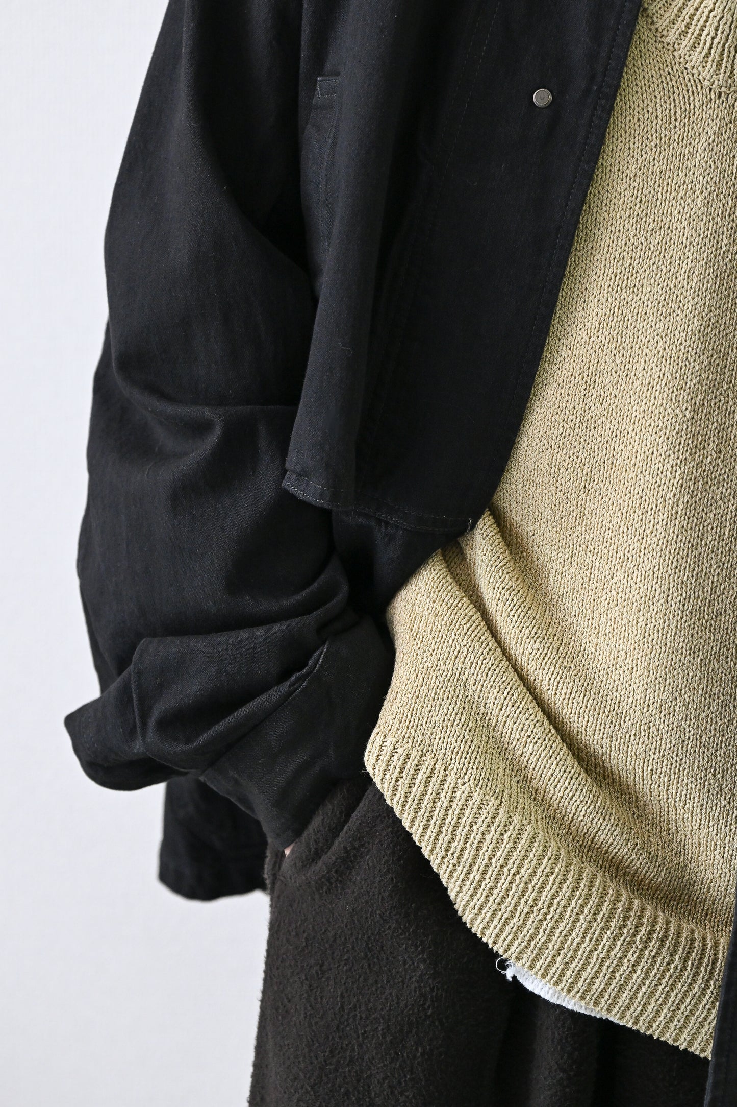 ANCELLM / AGING DENIM HALF JACKET -BLACK
