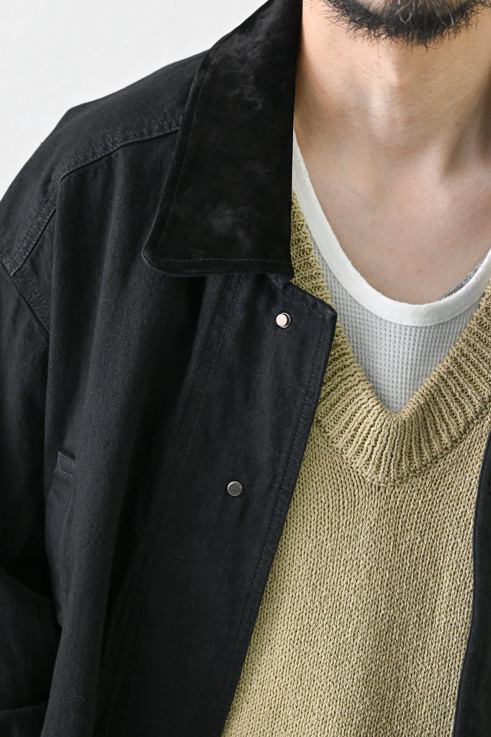 ANCELLM / AGING DENIM HALF JACKET -BLACK – and father
