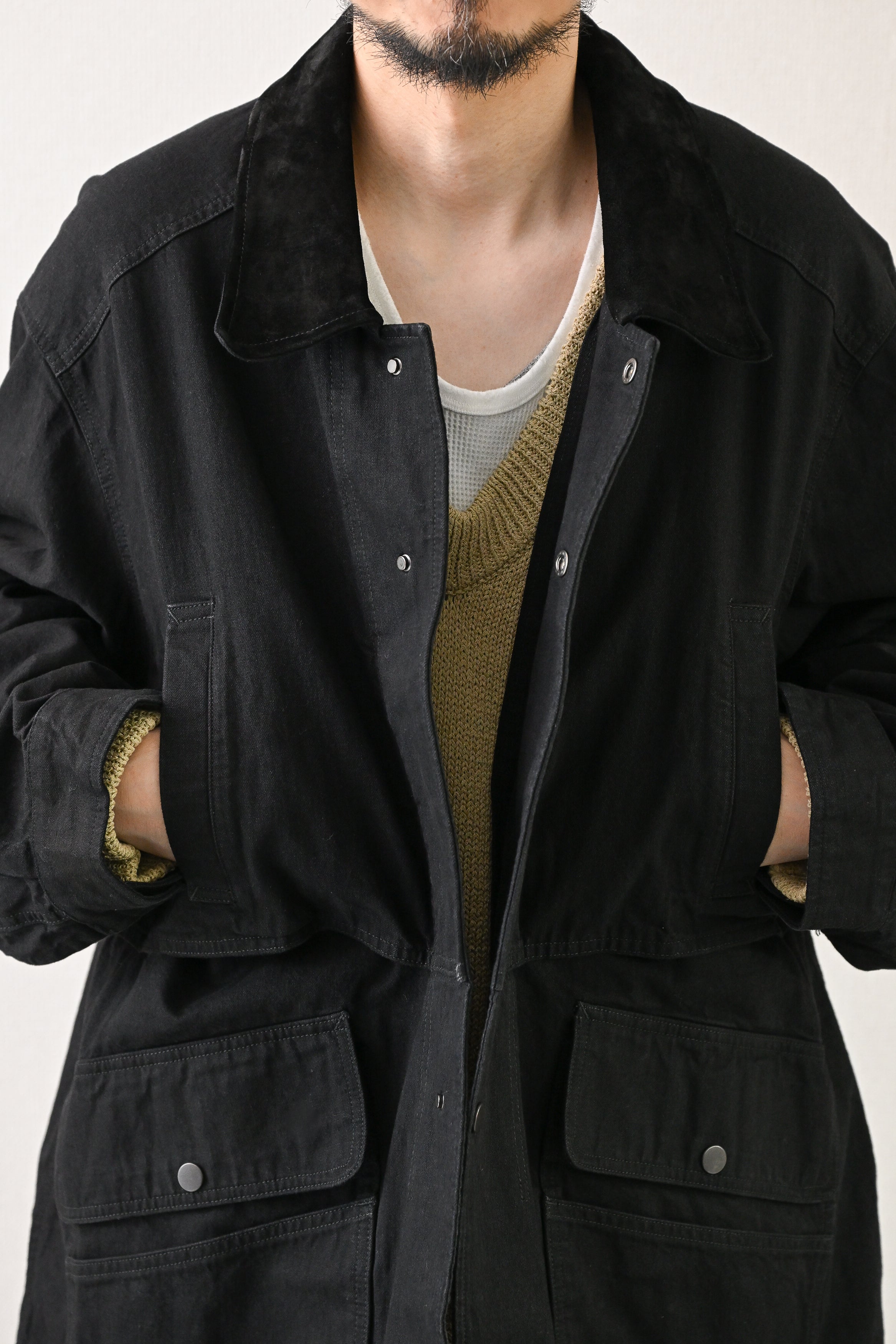 ANCCLLM エイジングデニムジャケット サイズ2 ブラック ANCELLM / AGING DENIM HALF JACKET -BLACK – and father