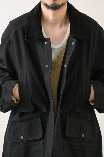 ANCELLM / AGING DENIM HALF JACKET -BLACK