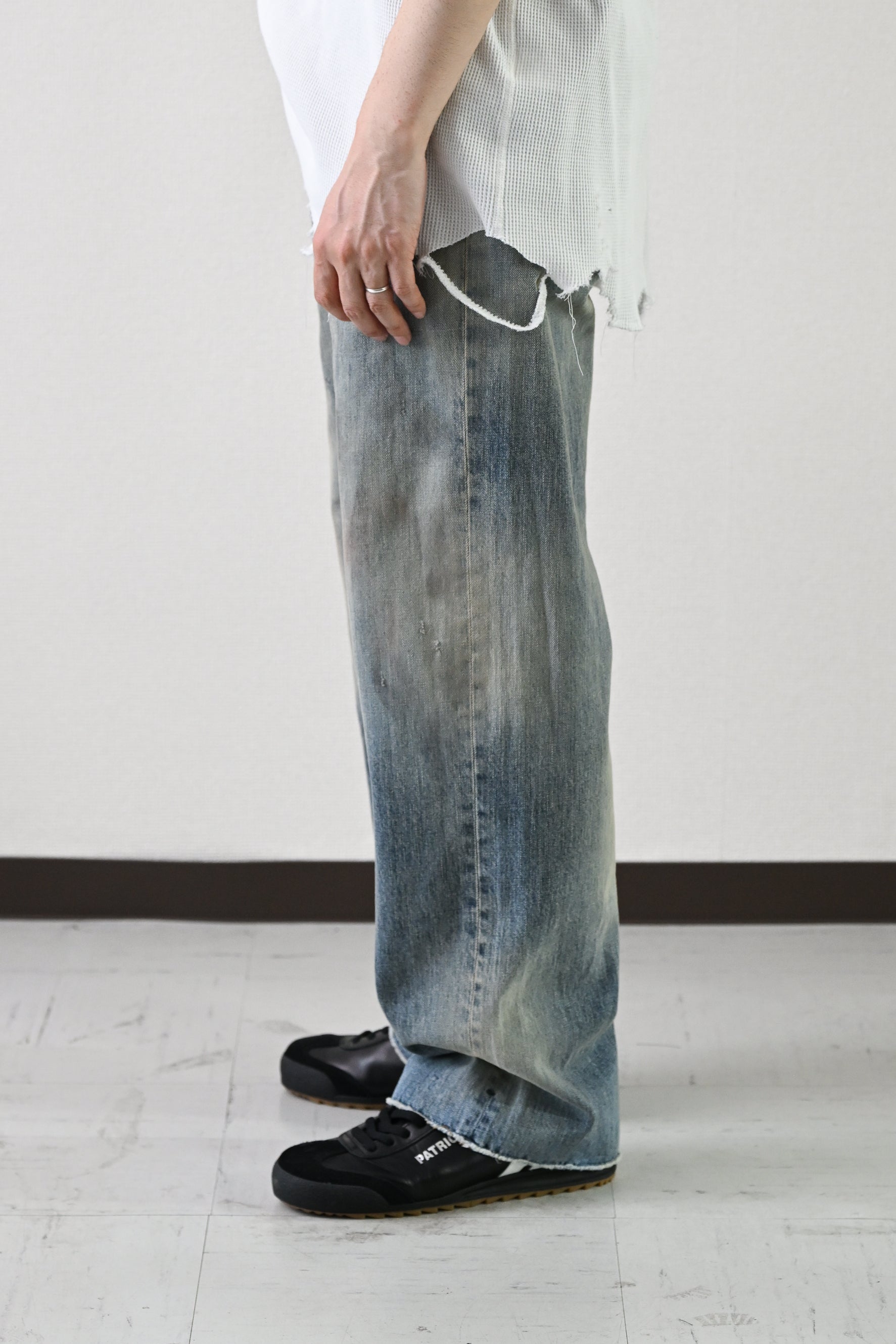 ANCELLM / CUT-OFF LENGTH DENIM PANTS -INDIGO
