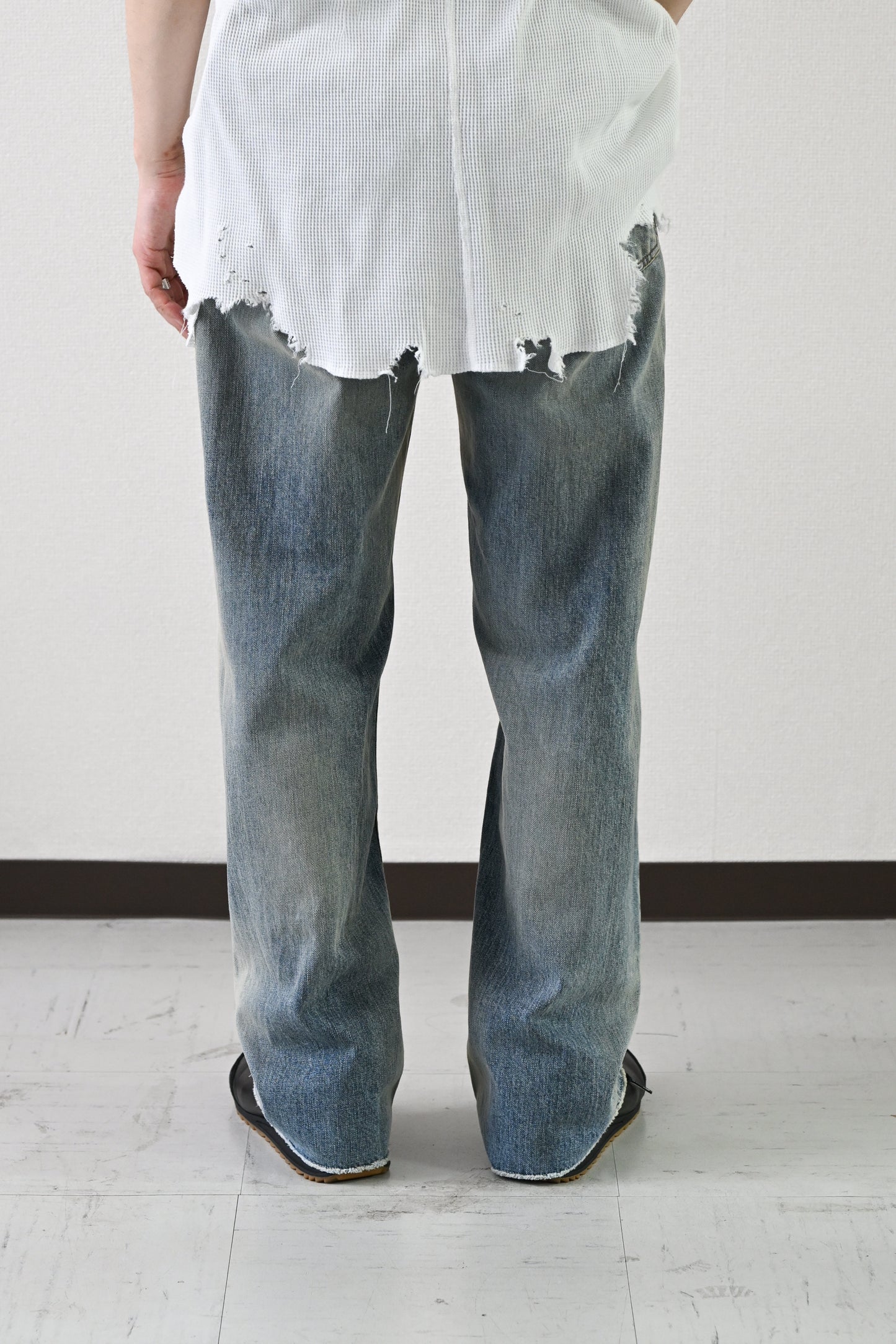 ANCELLM / CUT-OFF LENGTH DENIM PANTS -INDIGO