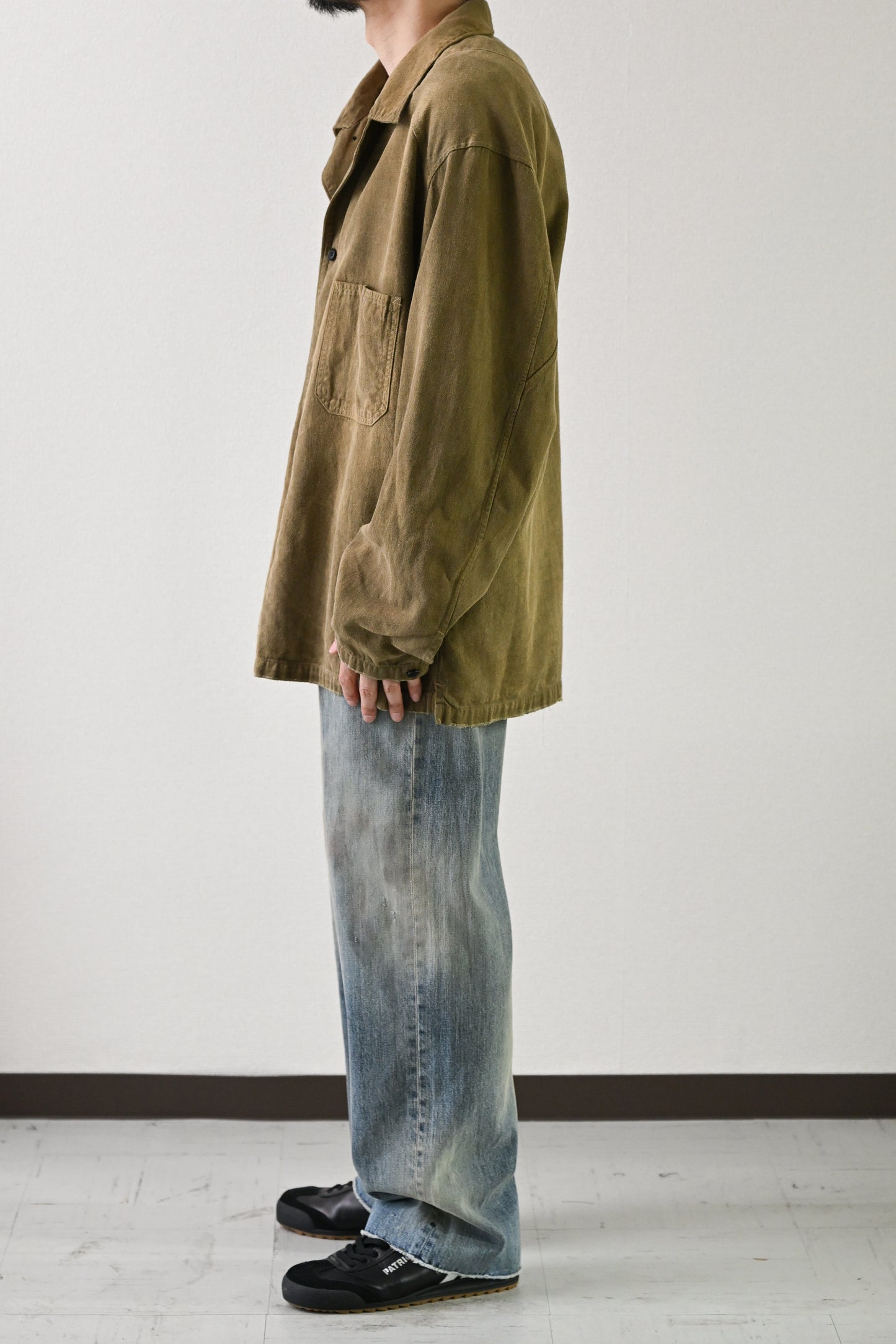 ANCELLM / FADED L/C WORK SHIRT -OLIVE