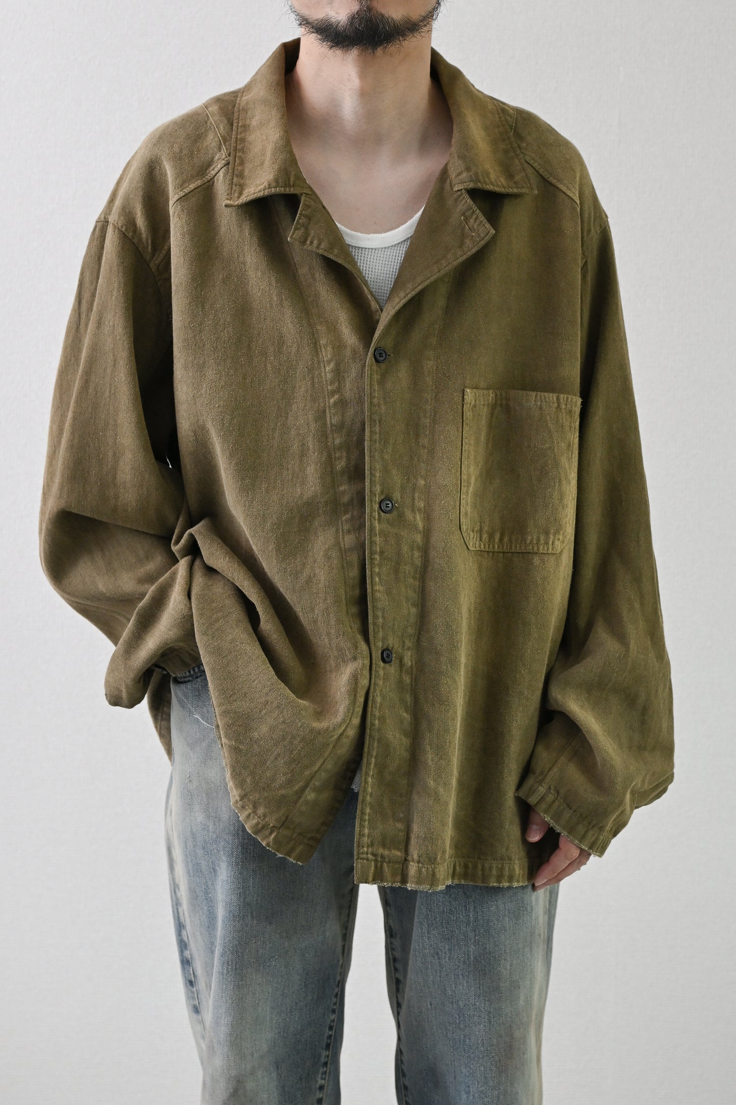 ANCELLM / FADED L/C WORK SHIRT -OLIVE