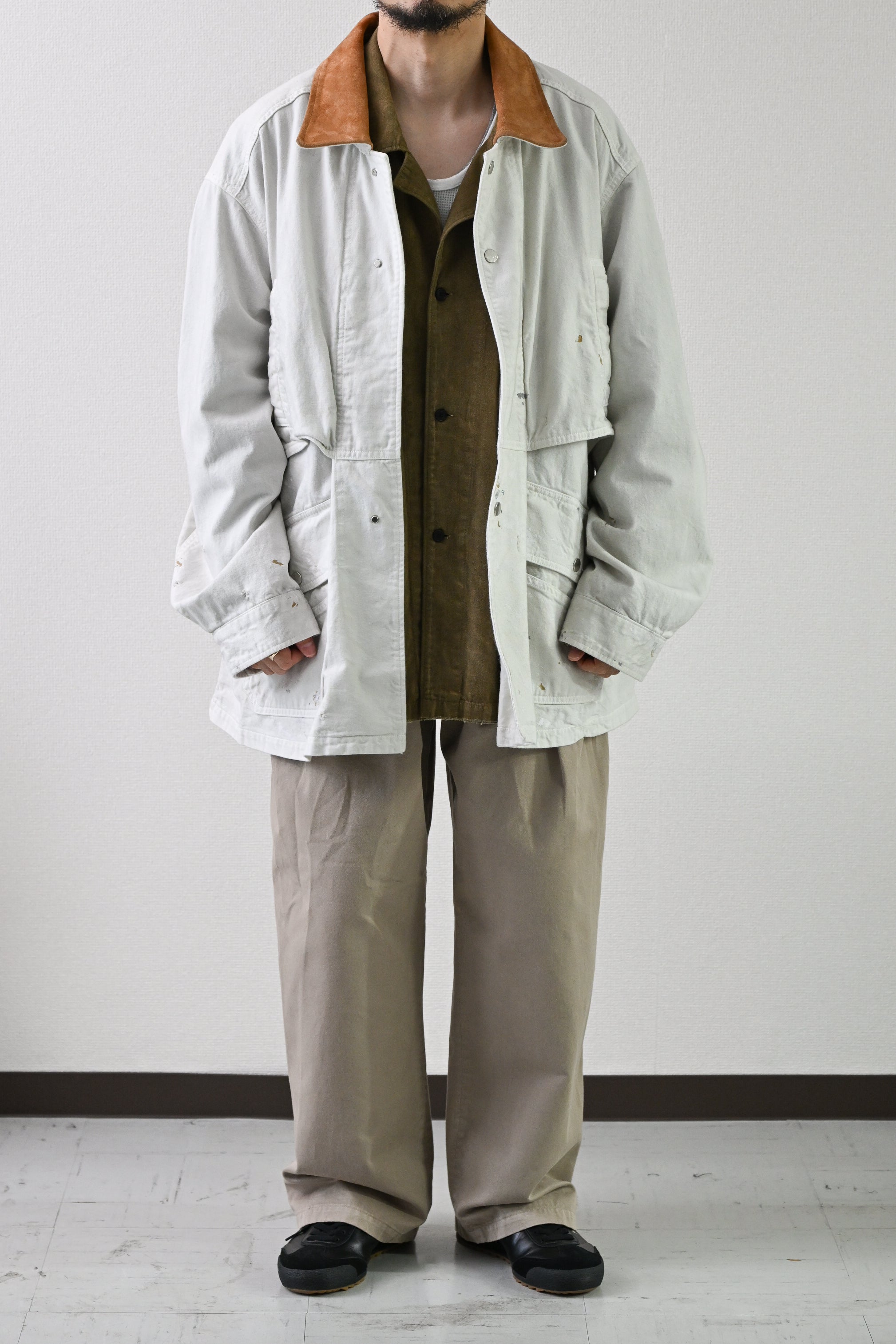 ANCELLM / AGING DENIM HALF JACKET -G.WHITE